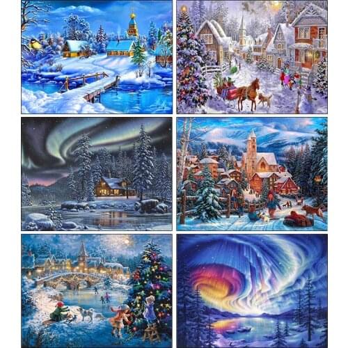 Diamond Painting Winter Diamond Embroidery Snow Scenery Needlework Full Square Round Landscape Mosaic Cross Stitch Wall Decor