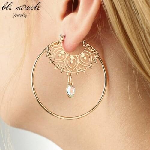 Bls-miracle fashion jewelry accessorie cute romantic crystal hollow water drop shape earring best femme gift wholesale E420