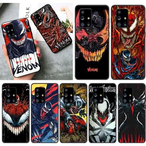 Marvel Evil Venom For Samsung A01 02 02S 11 12 21 21S 22 31 32 41 42 51 72 S20 Ultra Plus 4G 5G Black phone Case