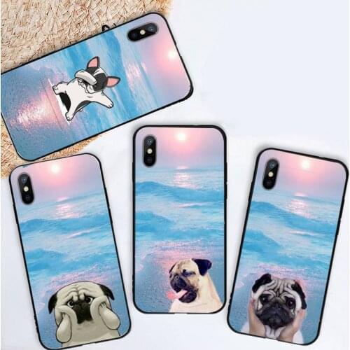Pug French Bulldog beach sunset Phone Case for iPhone 11 12 pro XS MAX 8 7 6 6S Plus X 5S SE 2020 XR mini
