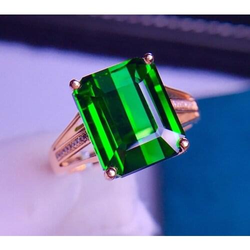 E406 Tourmaline Ring Fine Jewelry Solid 18K Gold Nature Green Tourmaline Gemstones 7.8ct Diamonds Rings for Women Fine Present