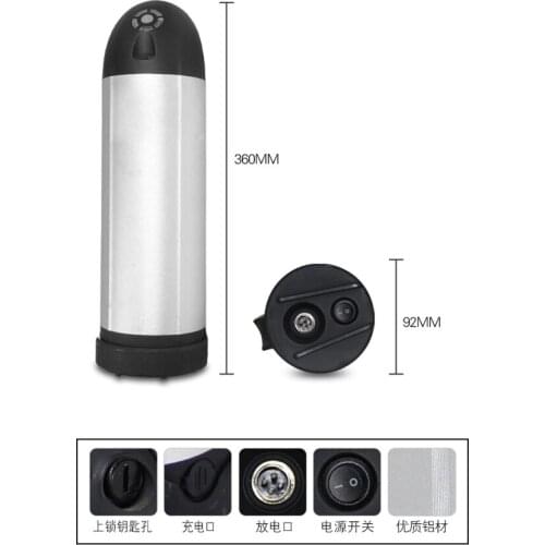 GTK 7S 24v 10ah lithium ion battery pack for 24v 250w 350w motor electric bike battery 25.9 water bottle 24v 29.4v + 2A charger