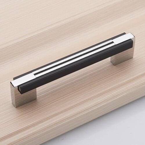 5" Black kichen cabinet handles Chrome dresser cupboard pulls Shiny silver wardrobe drawer furniture knob Shoe closet knobs128mm