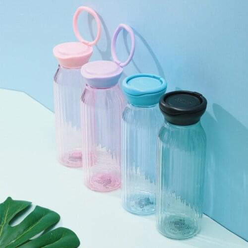 Creative Cute Cartoonwater Bottle Anti-fall Portable Handle Plastic Water Cup Student Large Capacity Handy Cup Space Cup