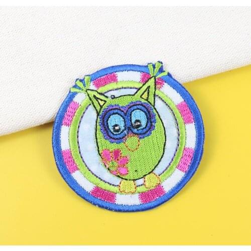 Round Cartoon Owl Embroidered Cloth Paste Embroidery Stickers For Clothing Sticker DIY Patch Iron On Childrens Clothes