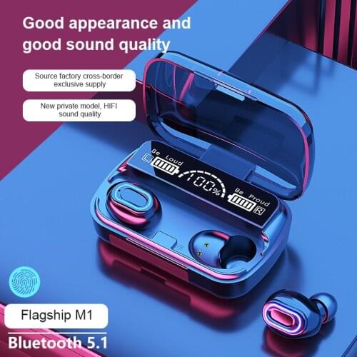 M1 Wireless Earphone TWS Bluetooth Touch Headsets In Ear Stereo Bass Earbuds With LED Display Waterproof Music Sport Headphones