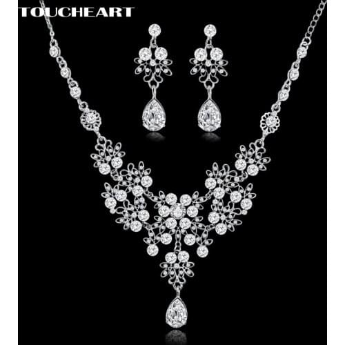 TOUCHEART Fashion Crystal Jewelry Sets Wedding Accessories Bridal Bracelets Necklaces Earring Jewellery For Women Girl SET170011
