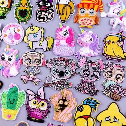 Cartoon Bird Patch Embroidery Patch For Clothing Iron On Patches On Clothes DIY Fruit/Animal Stickers Patches For Kid Applique