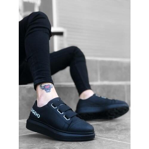 BA0029 3 Tape Legend Black Thick Sole Casual Men Shoes