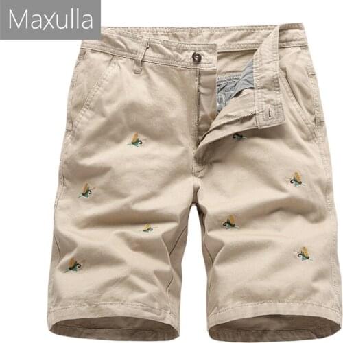 Maxulla Mens Cargo short summer Cotton embroidery Bermuda shorts male causal short pants big size 5 colors Mla052