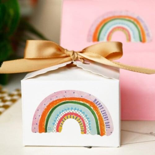 200pcs Rainbow Stickers HAPPY BIRTHDAY THANK YOU Print Sticker DIY Cookie Candy Bags Seal Label Happy Every Day Paper Stickers