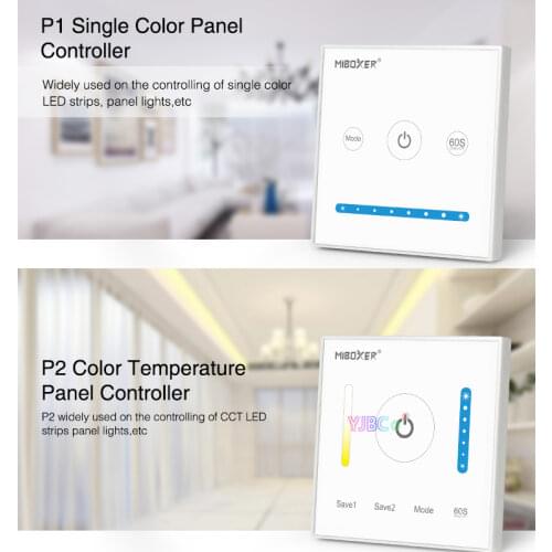 Miboxer Wall-mounted 86 touch Panel Single color/CT/RGB/RGBW/RGB+CCT LED Strip Controller 3 in 1 dimmer Switch DC12V 24V Max10A