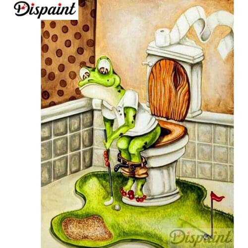 Dispaint Square/Round Drill 5D DIY Diamond Painting "Toilet frog" Embroidery Cross Stitch Full Rhinestone Decor A10565