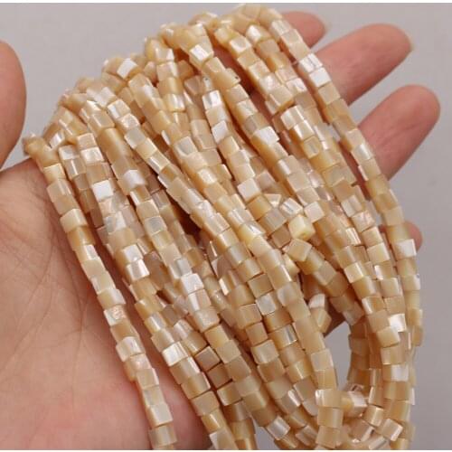 New Natural Shell Beads Square Cube Trochus Mother of Pearl Shell Loose Spacer Bead for Jewelry Making DIY Necklace Bracelet 4mm