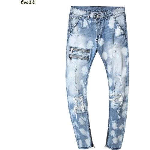 New Fashion Classic 2020 Men Ripped Jeans Biker Skinny Straight Denim Trousers Skinny Men Clothes