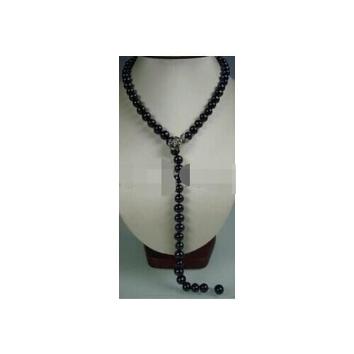 Fine natural 7-8mm black pearl necklace 27