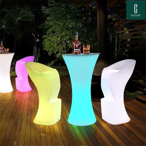D60XH110 CM Led Illuminated cocktail table rechargeable coffee table for Bar Christmas party supples cocktail table