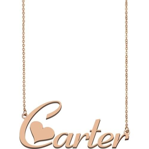 Personalized Carter Name Necklace Custom Gold Nameplate for Women Girls Best Friends Birthday Wedding Christmas Mother Days Gift