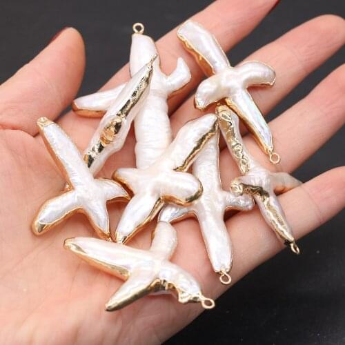 Natural Freshwater Pearl Pendant Exquisite Cross-Shaped For Jewelry Making DIY Necklace Bracelet Accessory