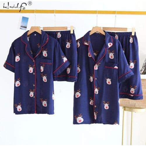 Family Pajamas Couples Pajamas Set Women and Men Summer Short-sleeved Pajamas Lovers Pajamas Sleepwear Womens Home Suit Pyjamas
