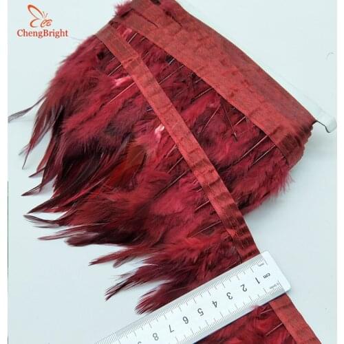 ChengBright Good 10Yards Cock Feathers Trim Cloth Sideband Chicken Pheasant Feather Trims Clothing Wedding Feather Ribbon W