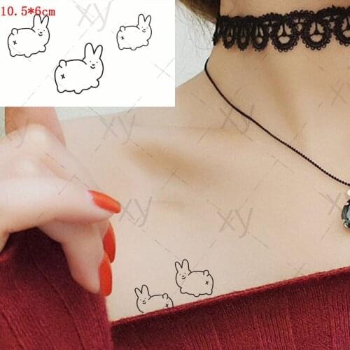 Waterproof Temporary Tattoo Sticker Ins Cute White Rabbit Flash Tatoo Fake Tatto Body Art Wrist for Men Women Kids 10.5*6cm