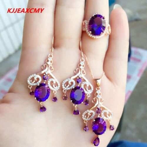 KJJEAXCMY boutique jewels 925 pure silver Natural Amethyst lady suit jewellery package