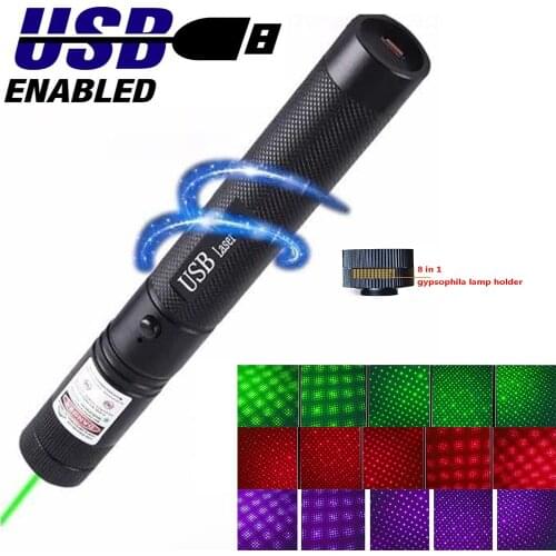 Green laser pointer USB rechargeable laser sight high-power equipment 5mw 10000M laser super far radiation burning laser pointer