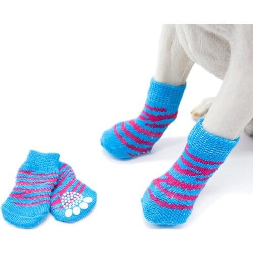 Winter Warm Small Dogs Cats Anti-Slip Pet Socks Pet Dog Cat Knitted Shoes Indoor Thick soft bottom Cotton Shoes Pet Supplies