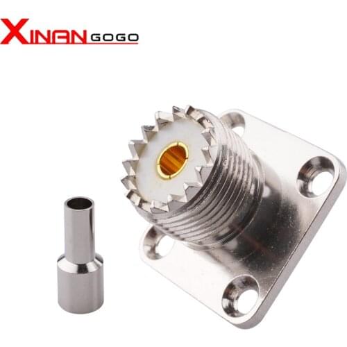 10pcs/lot UHF Female Jack Flange 4 Hole Panel Mount Crimp for RG316 RG174 RG178 LMR100 cable SO239 Connector