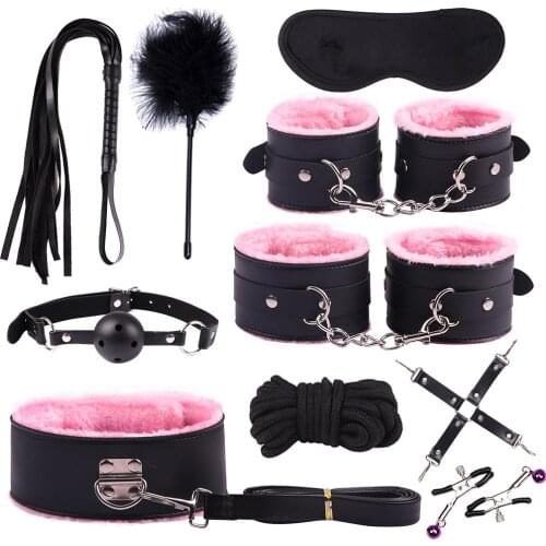 10pcs Sex Toys for Couples Exotic Accessories Adjustable Nylon BDSM Sex Bondage Set Erotic Accessories Handcuffs Whip Rope Games