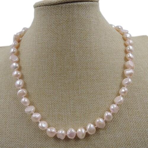 100% NATURE FRESHWATER PEARL FASHION NECKLACE-9-10 mm baroque round pearl