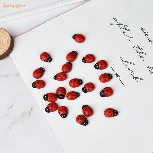 100PCS Ladybug Fairy Figurine Miniature Garden Ornament Dollhouse Decoration Home Office Decoration DIY Little Resin Crafts #LR2