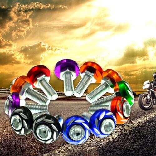 100Pcs Univeral Aluminium Alloy 6mm License Plate Screw Bolt Screw Nut For Motorcycles Car ATV Dirt Bike License Plate Screw