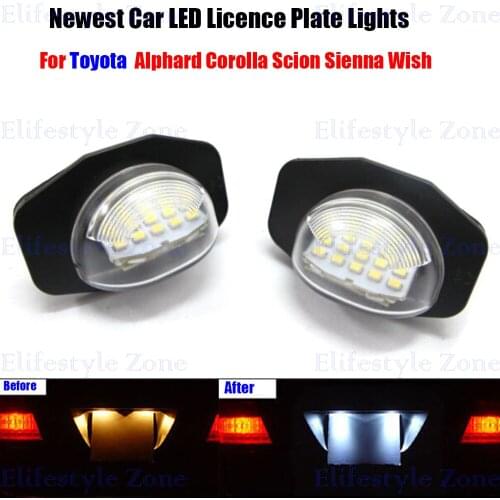 2 x LED Number License Plate Lamps OBC Error Free 18 LED For Toyota Corolla Alphard Auris Wish Sienna Scion XB XD