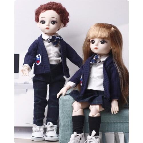 30cm Cool School Dress BJD Doll 15 Movable Joints DIY Bjd Dolls With Dress Sport Clothes Gifts For Girl DIY Beauty Toy Doll