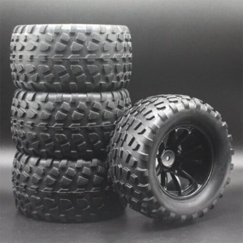4pc 1/10 Off-Road Car Bigfoot Truck Tires 70*125MM Plastic Wheel Rim Rubber Tyre for HSP HPI 94108 94111 94188