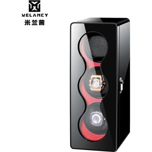 Automatic Wooden 3 Slots Watch Winder Box Storage Case With Piano Finish Quite Motor