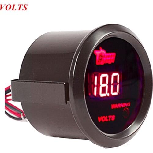EE support Car Accessories Universal 2" 52mm Voltmeter Black Shell Digital Clocks Red LED Volt Voltage Gauge