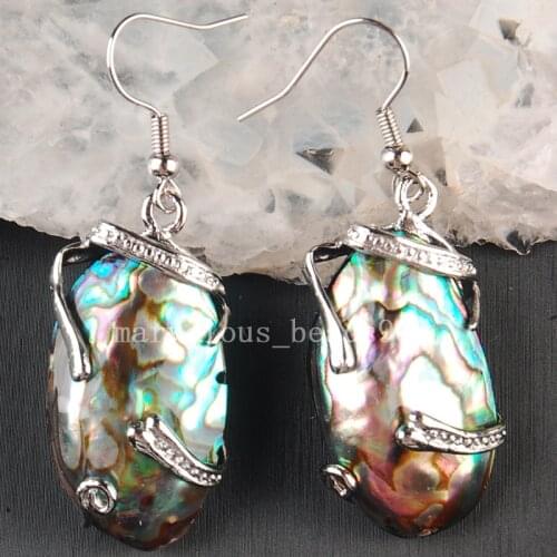 Free shipping Fashion JewelryNatural New Zealand Abalone Shell Art Dangle Earring MC3652