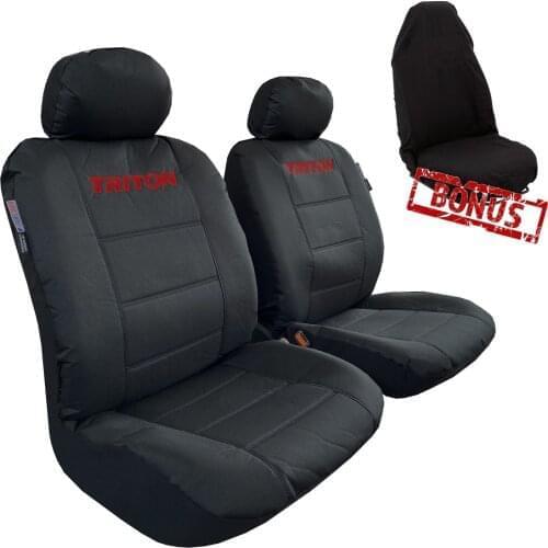 For 2020 Mitsubishi Triton Seat Covers , Canvas Heavy Duty Black Waterproof Oxford Automotive Interior Accessories