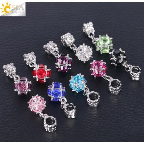 CSJA 5mm Charms Bracelet Loose Beads 10pcs Ball Shape Dangle Clear Zircon Beads for Women Jewellery DIY Making Mixed Colors F369