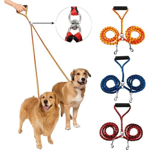 Double Dog Leash for Two Dogs 135cm Braided Dual Leash Coupler For Walking and Training Two Dogs 3 Colors Firm