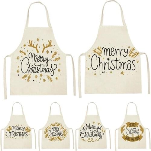 1 Pcs Christmas Letter Holiday Printing Sleeveless Apron ChildrenS Home Men And Women Anti-Fouling Apron Kitchen Bib Pinafore