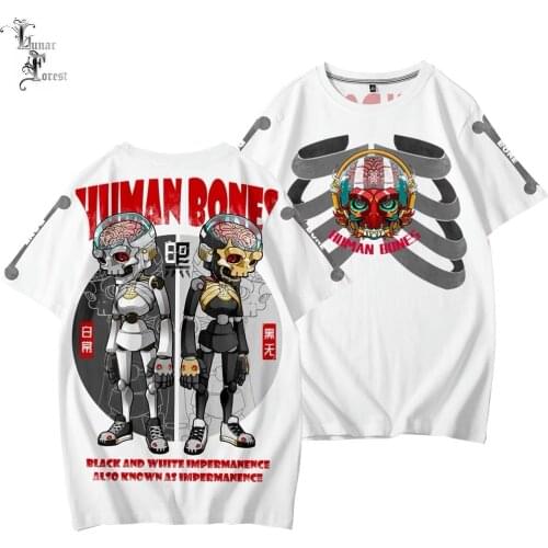 Cool Bones 3D Printing T-shirt Summer Fashion Round Neck Short Sleeve Popular Japan Harajuku Streetwear Plus Size