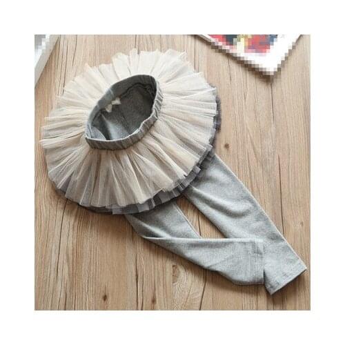 Baby Girls Cotton Leggings with Tutu Skirts Pants Full Length Trousers Fake 2pcs Lace Skirt-Pant Spring Autumn Children Trousers