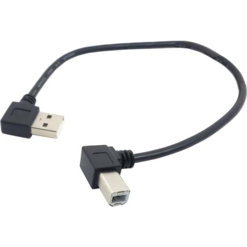 Left Angled USB 2.0 A Male to Left Angled B Male 90 Degree Printer Scanner Cable 20cm