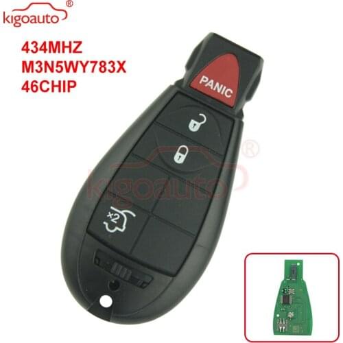 Kigoauto #4 M3N5WY783X 3 button with panic 434mhz key fob Fobik for Chrysler Dodge Grand Caravan Jeep 2008 2009 2010 2011 2012