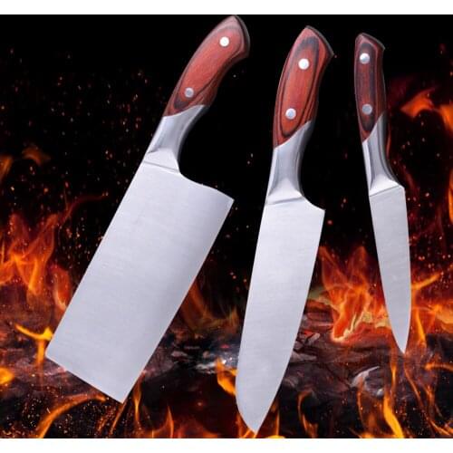Chinese Knife Chopping Bone Knife Cleaver Butcher Knife Chopping Knife Filleting Slicing Broad Solid Wood Handle Chopper Knife