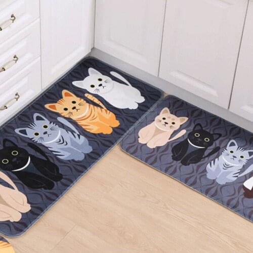 Fashion Floor Mats Cartoon Cushion Cat Printed Carpets Doormats For Kitchen Bathroom Living Room Anti-Slip Pad J2Y